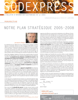 Notre Plan Stratégique 2005-2008