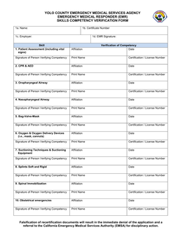 EMT-I Skills Verification Form