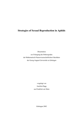 Strategies of Sexual Reproduction in Aphids