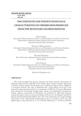 Wood Research the Strength and Termite Resistance