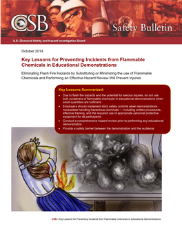 Key Lessons for Preventing Incidents from Flammable Chemicals in Educational Demonstrations