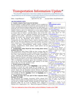 Transportation Information Update, April 2015
