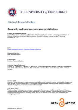 Geography and Emotion - Emerging Constellations