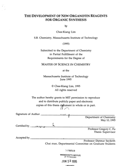 The Development of New Organotin Reagents for Organic Synthesis