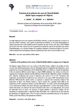 49 Évolution De La Pollution Des Eaux De L'oued El Mellah (Djelfa Région