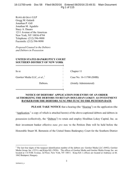 1 ROPES & GRAY LLP Gregg M. Galardi Jonathan P. Gill Jonathan M. Agudelo Stacy A. Dasaro 1211 Avenue of the Americas New Yo