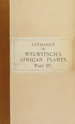 Catalogue of the African Plants Collected by Dr