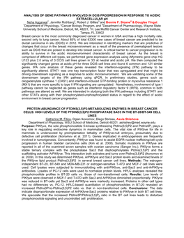 ANALYSIS of GENE PATHWAYS INVOLVED in DCIS PROGRESSION in RESPONSE to ACIDIC EXTRACELLULAR Ph Neha Aggarwal1, Jennifer Rothberg2, Robert J