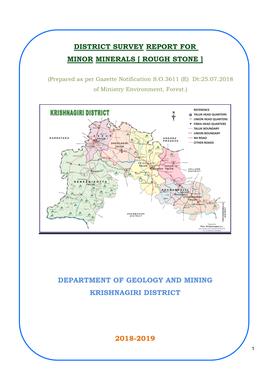 District Survey Report for Minor Minerals [ Rough Stone ]