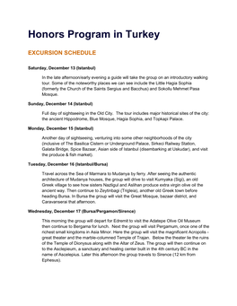 Honors Program in Turkey