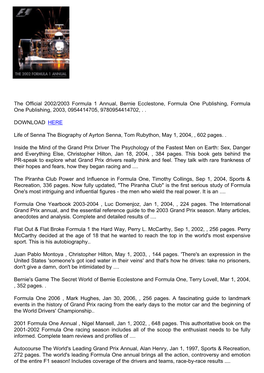 Download the Official 2002/2003 Formula 1 Annual