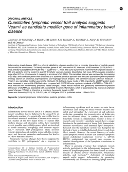 Quantitative Lymphatic Vessel Trait Analysis Suggests Vcam1 As Candidate Modifier Gene of Inflammatory Bowel Disease