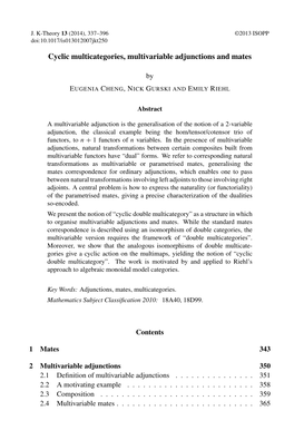 Cyclic Multicategories, Multivariable Adjunctions and Mates