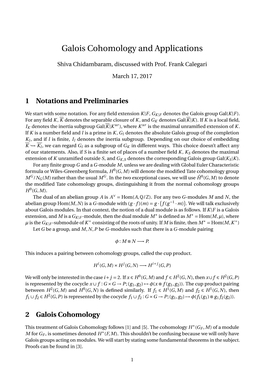 Galois Cohomology and Applications