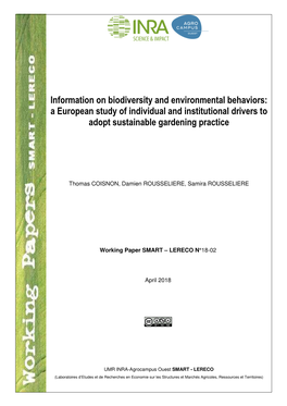 Information on Biodiversity and Environmental Behaviors: a European Study of Individual and Institutional Drivers to Adopt Sustainable Gardening Practice