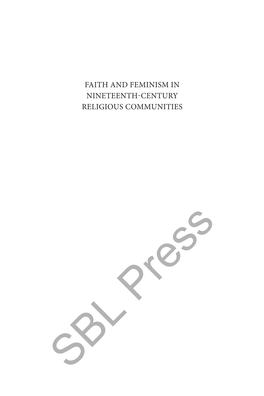 Faith and Feminism in Nineteenth-Century Religious Communities