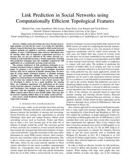 Link Prediction in Social Networks Using Computationally Efficient Topological Features