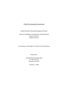 Environmental Assessment