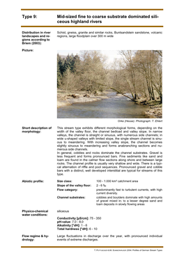 Mid-Sized Fine to Coarse Substrate Dominated Sili- Ceous Highland Rivers