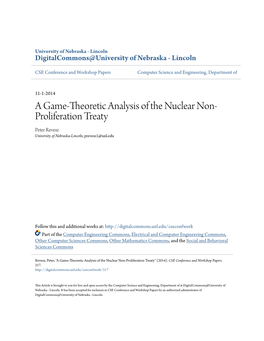 A Game-Theoretic Analysis of the Nuclear Non-Proliferation Treaty