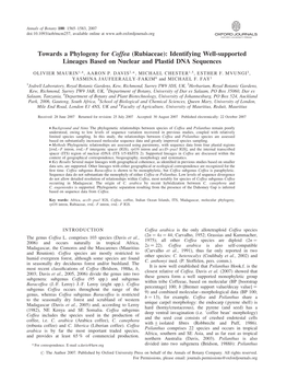 Towards a Phylogeny for Coffea (Rubiaceae): Identifying Well-Supported Lineages Based on Nuclear and Plastid DNA Sequences