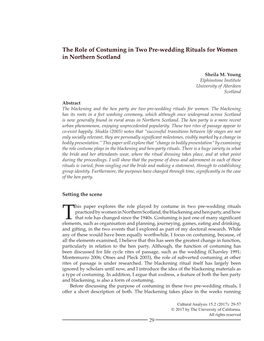 The Role of Costuming in Two Pre-Wedding Rituals for Women in Northern Scotland