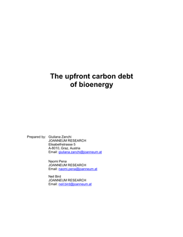 The Upfront Carbon Debt of Bioenergy