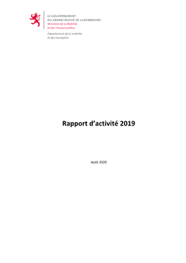 Rapport D'activité 2019 Du Département De La Mobilité Et Des