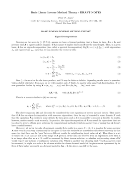 Basic Linear Inverse Method Theory - DRAFT NOTES