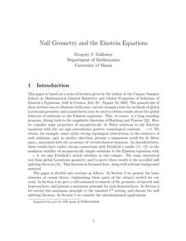 Null Geometry and the Einstein Equations