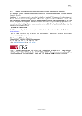 IFRS 13 IFRS 13 Fair Value Measurement Is Issued By