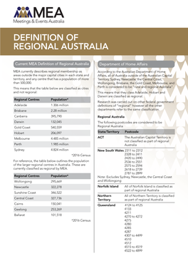 Definition of Regional Australia