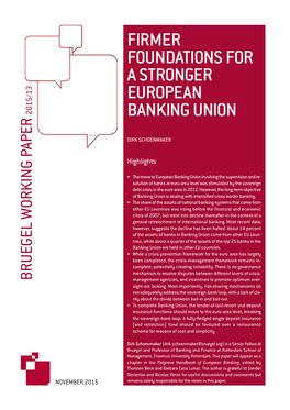 Firmer Foundations for a Stronger European Banking Union