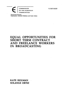 Equal Opportunities for Short Term Contract and Freelance Workers in Broadcasting