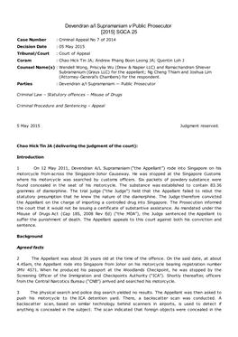 Devendran A/L Supramaniam V Public Prosecutor