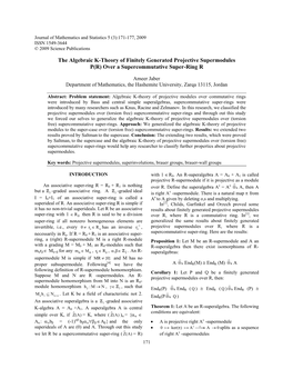 The Algebraic K-Theory of Finitely Generated Projective Supermodules P(R) Over a Supercommutative Super-Ring R