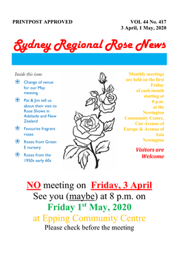Sydney Regional Rose News