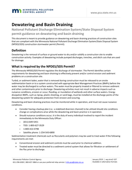 Dewatering and Basin Draining Fact Sheet (Wq-Strm2-107)