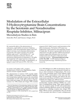 Modulation of the Extracellular 5-Hydroxytryptamine Brain