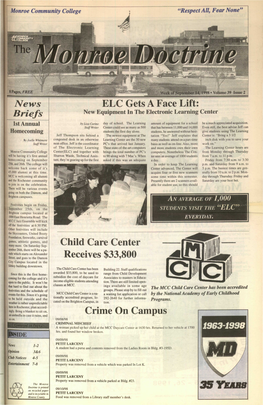 ELC Gets a Face Lift: Child Care Center Receives $33,800 Crime on Campus