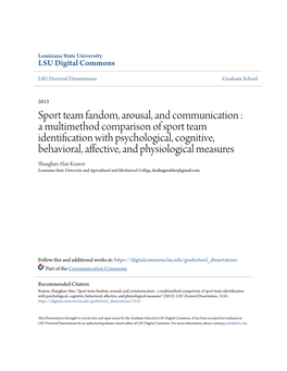 Sport Team Fandom, Arousal, and Communication