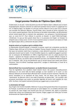 Forget Premier Finaliste De L'optima Open 2013