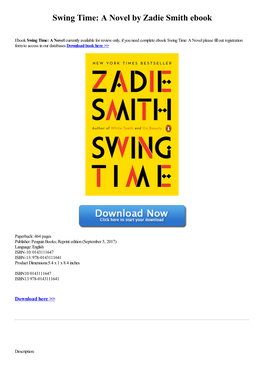 Swing Time: a Novel by Zadie Smith Ebook