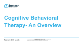 Cognitive Behavioral Therapy- an Overview