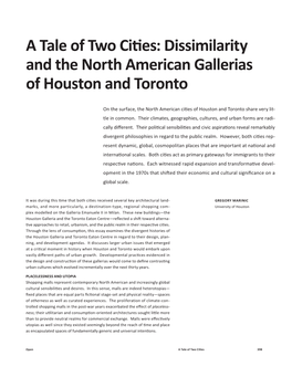 Dissimilarity and the North American Gallerias of Houston and Toronto