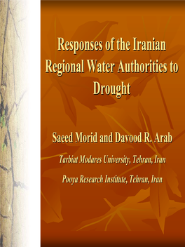 Design of Tehran Drought Monitoring System