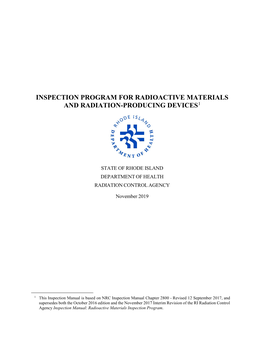 Radiation Control Agency Inspection Manual: Radioactive Materials Inspection Program