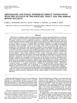 Amygdaloid and Basal Forebrain Direct Connections with the Nucleus of the Solitary Tract and the Dorsal Motor Nucleus