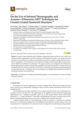 On the Use of Infrared Thermography and Acousto—Ultrasonics NDT Techniques for † Ceramic-Coated Sandwich Structures