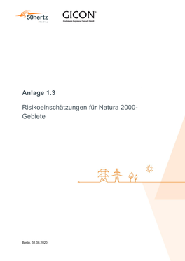 Anlage a 1.3 Risikoeinschätzungen Für Natura-2000-Gebiete In